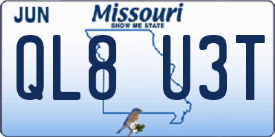 MO license plate QL8U3T