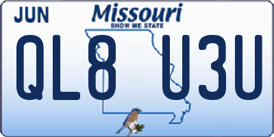 MO license plate QL8U3U