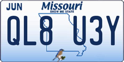 MO license plate QL8U3Y