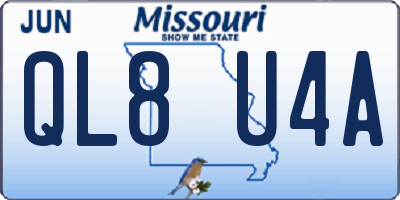 MO license plate QL8U4A