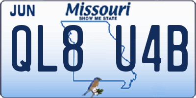MO license plate QL8U4B