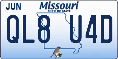 MO license plate QL8U4D
