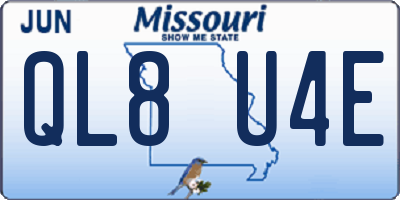 MO license plate QL8U4E