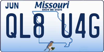 MO license plate QL8U4G