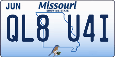 MO license plate QL8U4I