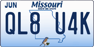 MO license plate QL8U4K