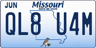 MO license plate QL8U4M