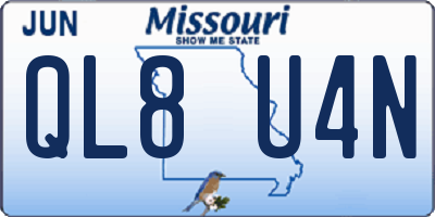 MO license plate QL8U4N