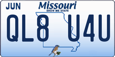 MO license plate QL8U4U