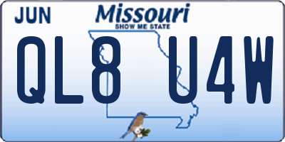 MO license plate QL8U4W