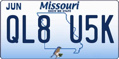 MO license plate QL8U5K