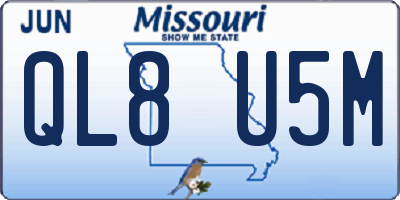 MO license plate QL8U5M