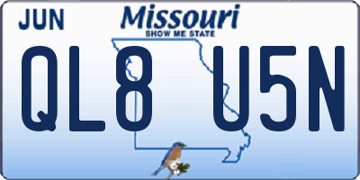 MO license plate QL8U5N