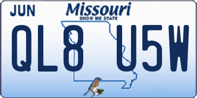 MO license plate QL8U5W