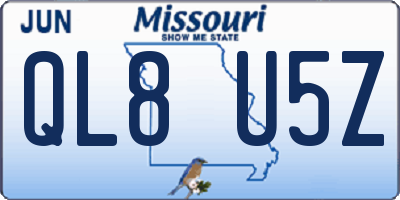 MO license plate QL8U5Z