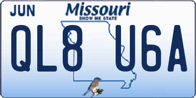 MO license plate QL8U6A
