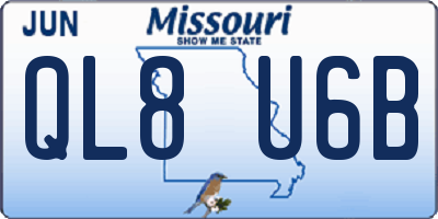 MO license plate QL8U6B