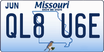 MO license plate QL8U6E
