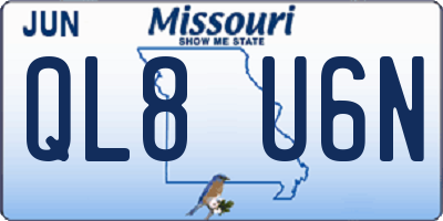 MO license plate QL8U6N