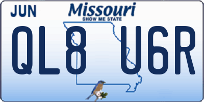 MO license plate QL8U6R