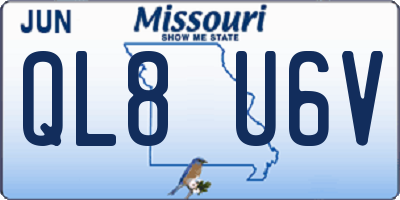 MO license plate QL8U6V
