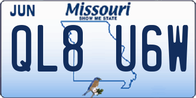 MO license plate QL8U6W