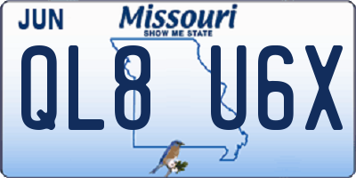 MO license plate QL8U6X