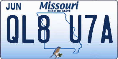 MO license plate QL8U7A