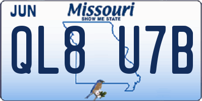 MO license plate QL8U7B