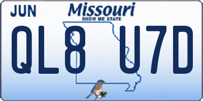 MO license plate QL8U7D
