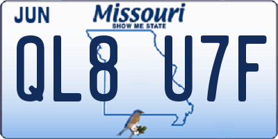 MO license plate QL8U7F