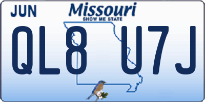 MO license plate QL8U7J