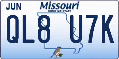 MO license plate QL8U7K