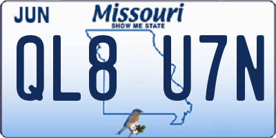 MO license plate QL8U7N