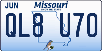 MO license plate QL8U7O