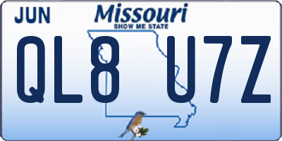MO license plate QL8U7Z