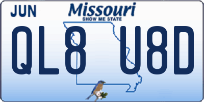 MO license plate QL8U8D