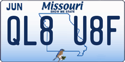 MO license plate QL8U8F