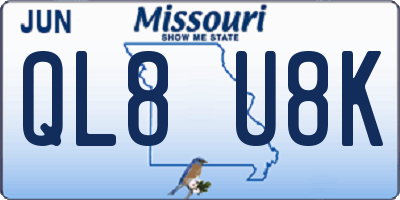 MO license plate QL8U8K