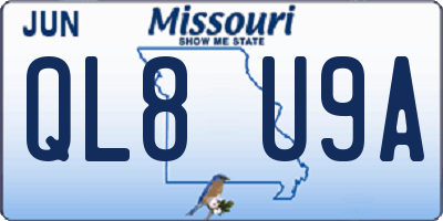 MO license plate QL8U9A