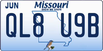 MO license plate QL8U9B
