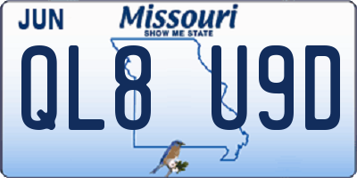 MO license plate QL8U9D