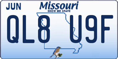 MO license plate QL8U9F