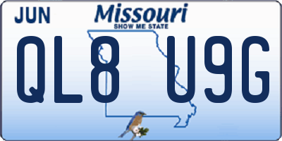 MO license plate QL8U9G