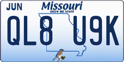 MO license plate QL8U9K