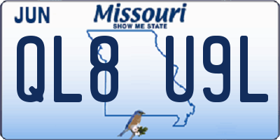 MO license plate QL8U9L