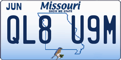 MO license plate QL8U9M