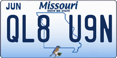 MO license plate QL8U9N