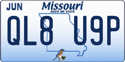 MO license plate QL8U9P