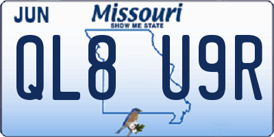 MO license plate QL8U9R